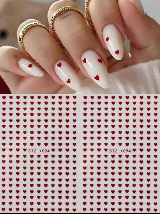 Accessories - Viral mini TikTok shop Tiny Red Heart Nail Decals stickers design classic chic